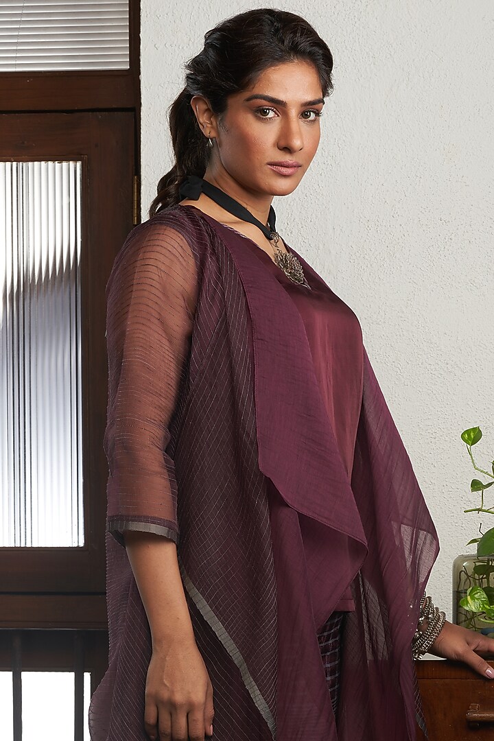 Wine Silk Jacket Set by Bodhi Tree by Deepika and Neha at Pernia's Pop Up Shop