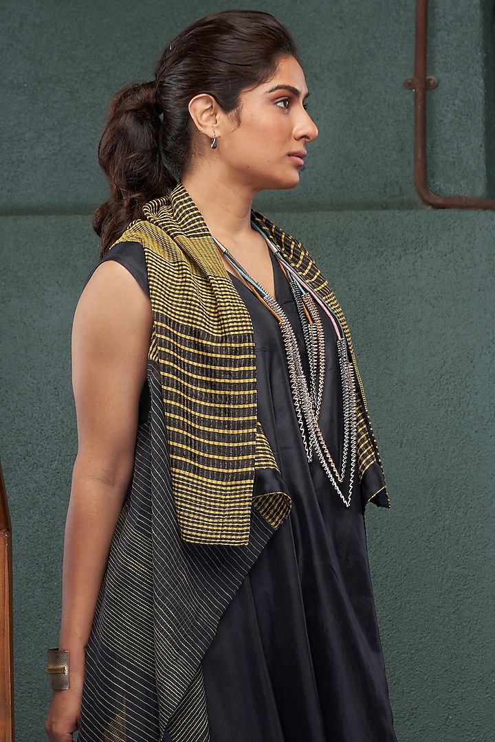 Black & Olive Silk Jacket Vacation Dress by Bodhi Tree by Deepika and Neha at Pernia's Pop Up Shop