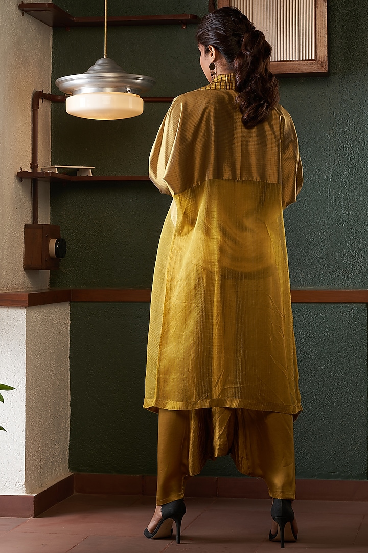Mustard Silk & Tussar Jacket Set by Bodhi Tree by Deepika and Neha at Pernia's Pop Up Shop