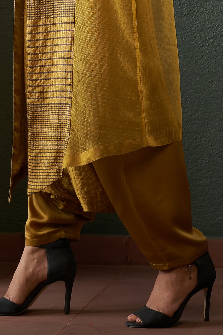 Mustard Silk & Tussar Jacket Set by Bodhi Tree by Deepika and Neha at Pernia's Pop Up Shop