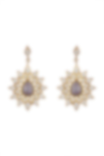 Gold Finish Kundan Dangler Earrings by THE BOHEMIAN