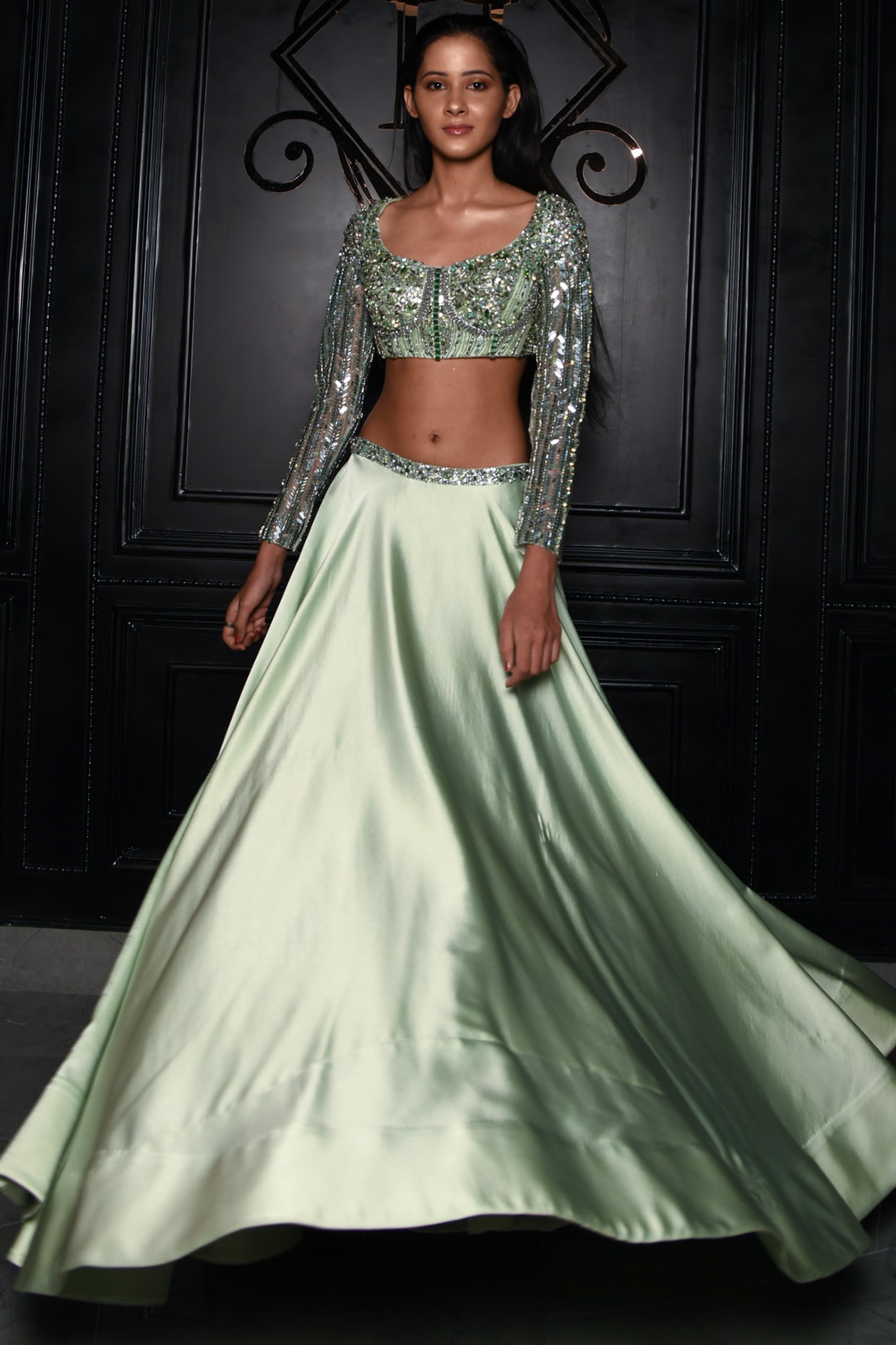 Buy Zaqe Zone Women Multicolor Self Design Satin Lehenga Choli Online at  Best Prices in India - JioMart.