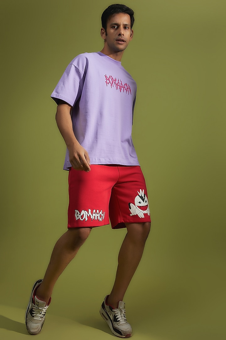 Red Cotton Printed Shorts by BOMAACHI at Pernia's Pop Up Shop