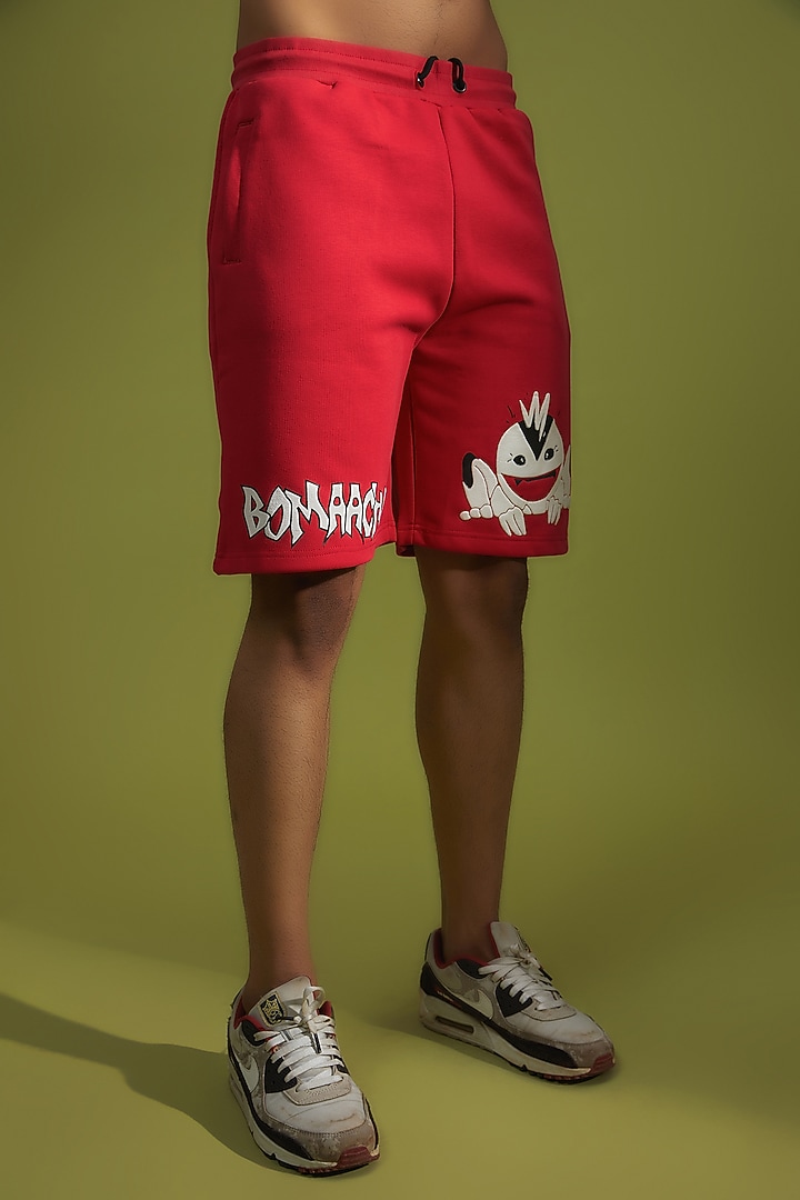Red Cotton Printed Shorts by BOMAACHI at Pernia's Pop Up Shop