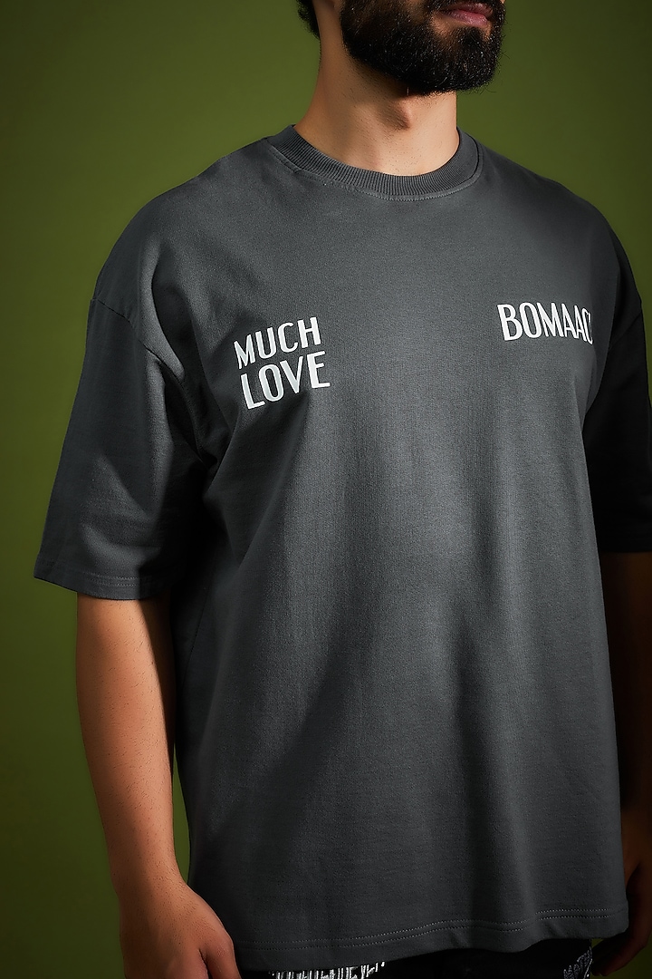 Washed Grey Cotton Printed T-Shirt by BOMAACHI at Pernia's Pop Up Shop