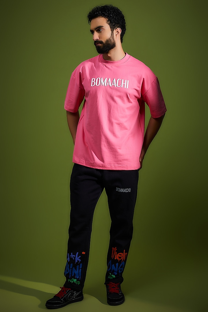 Pink Cotton Printed T-Shirt by BOMAACHI