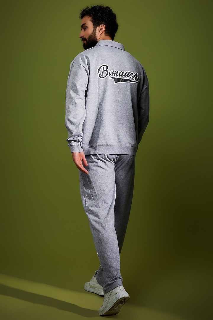 Grey Cotton Printed Polo T-Shirt by BOMAACHI at Pernia's Pop Up Shop