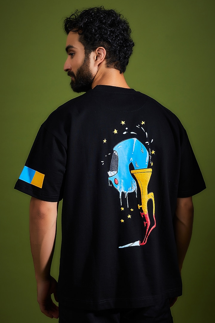 Black Cotton Printed T-Shirt by BOMAACHI at Pernia's Pop Up Shop