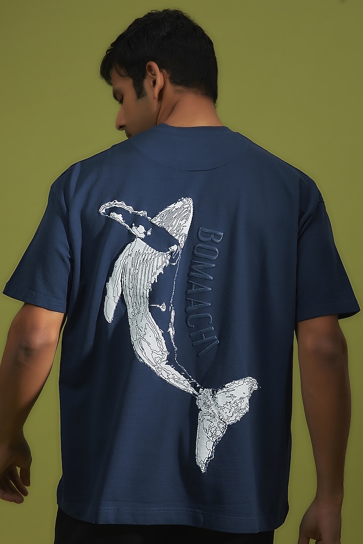 Dark Teal Cotton Printed T-Shirt by BOMAACHI at Pernia's Pop Up Shop