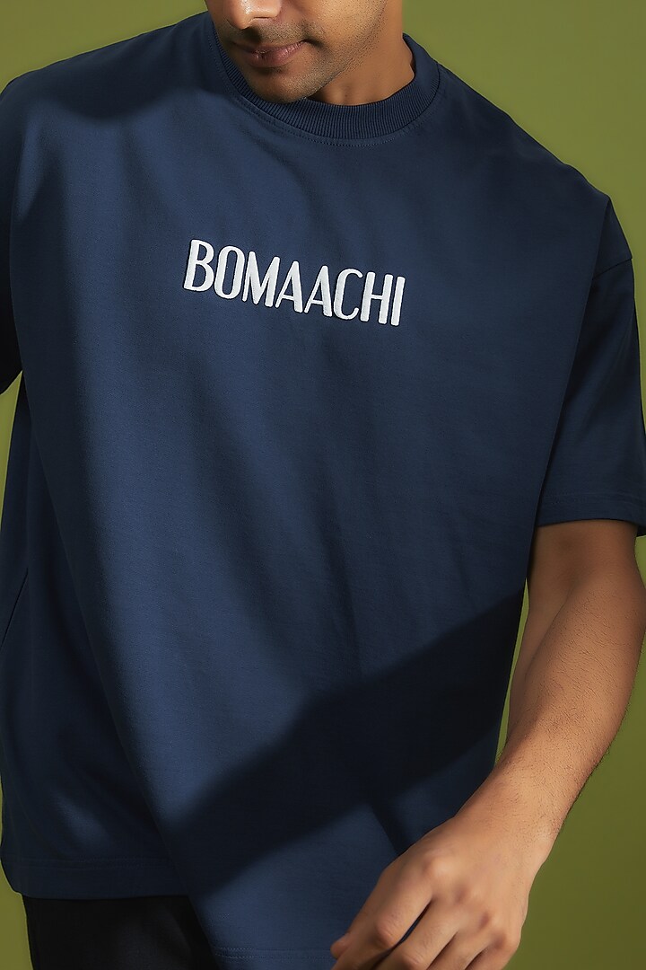 Dark Teal Cotton Printed T-Shirt by BOMAACHI at Pernia's Pop Up Shop