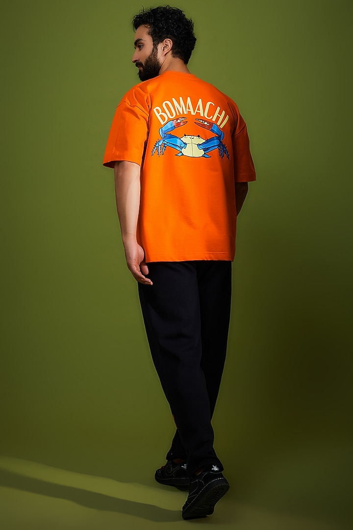 Orange Cotton Printed T-Shirt by BOMAACHI at Pernia's Pop Up Shop