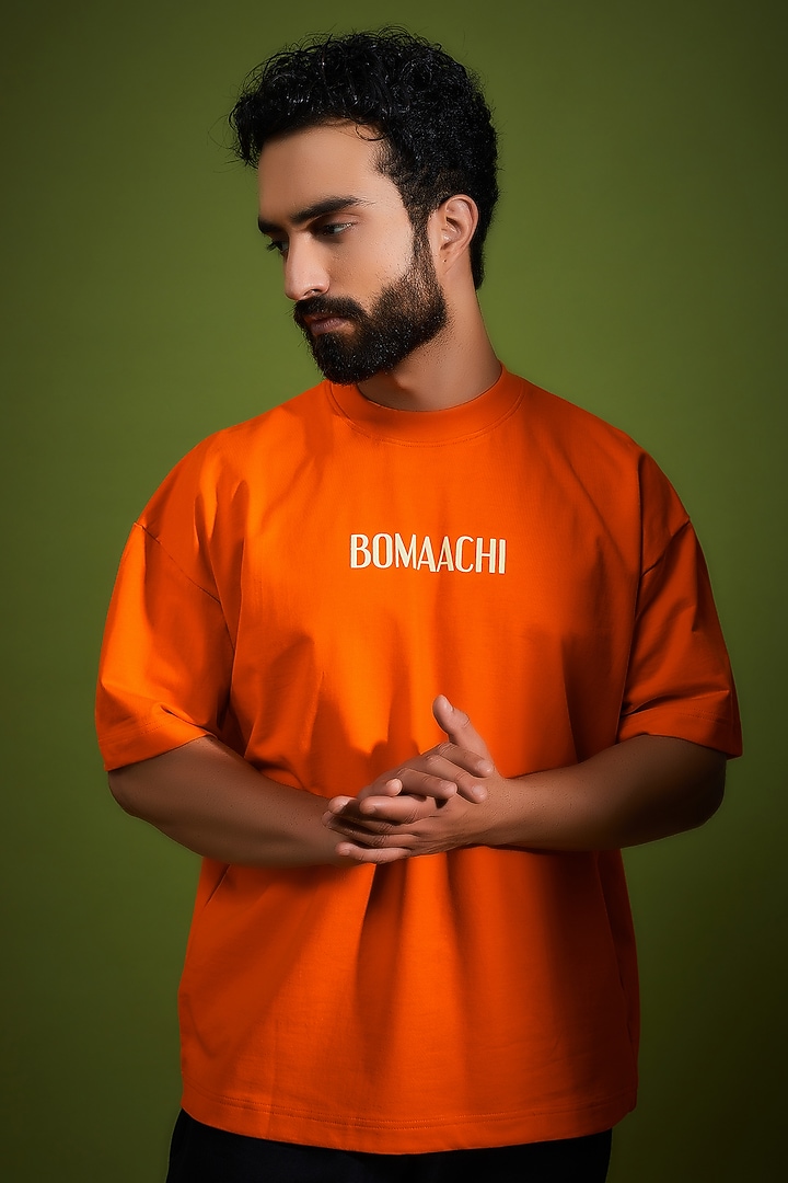 Orange Cotton Printed T-Shirt by BOMAACHI at Pernia's Pop Up Shop