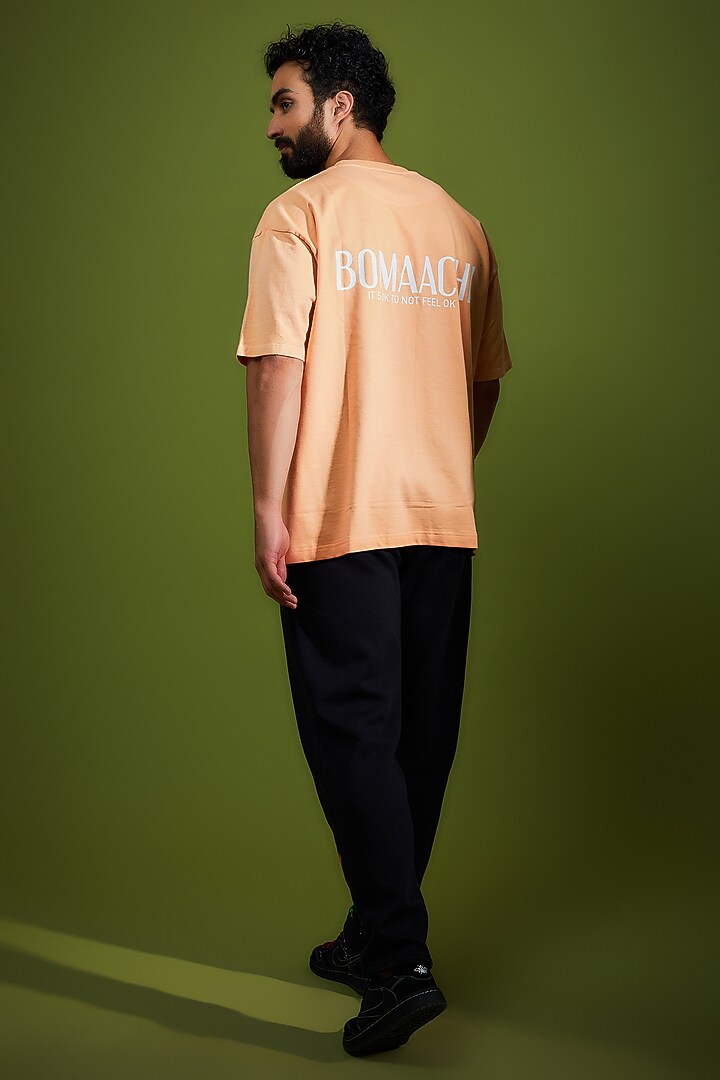 Washed Peach Cotton Printed T-Shirt by BOMAACHI at Pernia's Pop Up Shop