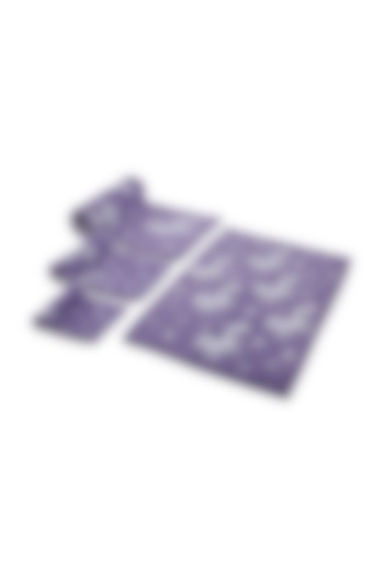 Purple Cotton Jacquard Towels (Set of 4) by Bonheur
