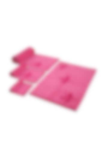 Pink Cotton Jacquard Towels (Set of 4) by Bonheur