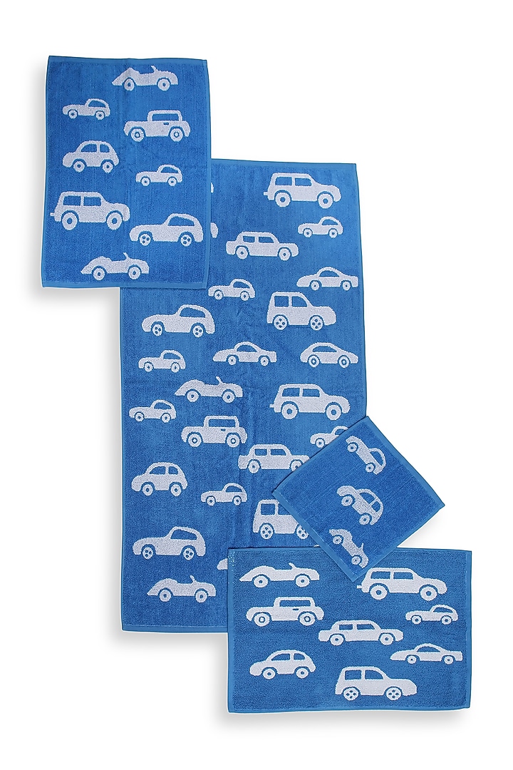 Cobalt Blue Cotton Jacquard Towels (Set of 4) by Bonheur at Pernia's Pop Up Shop