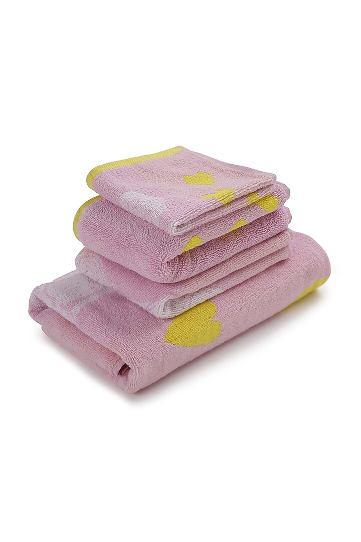 Purple Cotton Jacquard Towels (Set of 4) by Bonheur at Pernia's Pop Up Shop