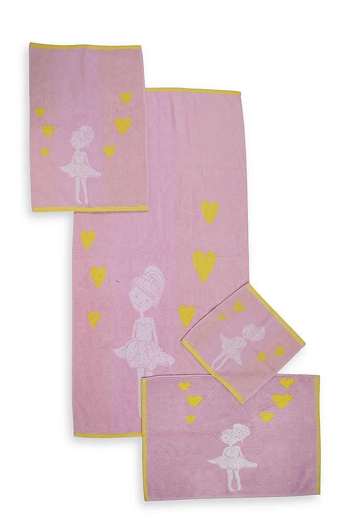 Purple Cotton Jacquard Towels (Set of 4) by Bonheur at Pernia's Pop Up Shop