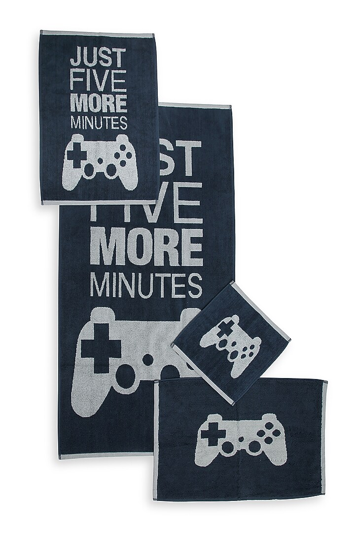 Midnight Blue Cotton Jacquard Towels (Set of 4) by Bonheur at Pernia's Pop Up Shop