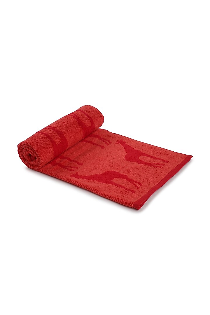 Red Cotton Jacquard Towel by Bonheur at Pernia's Pop Up Shop