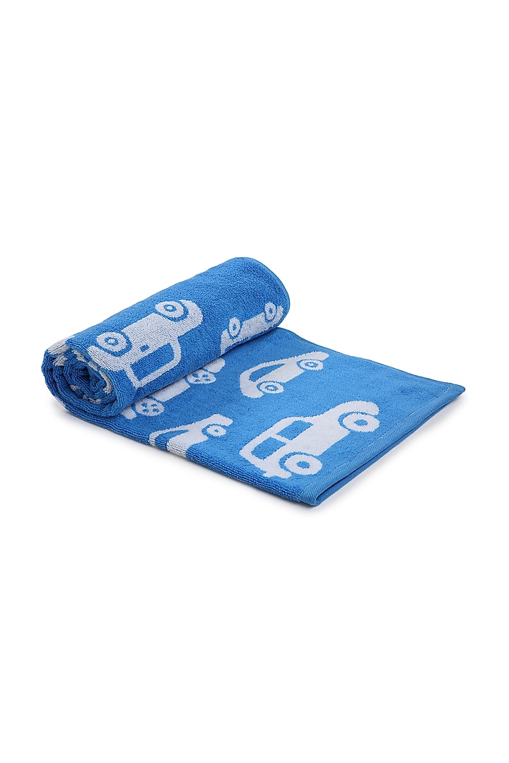 Cobalt Blue Cotton Jacquard Towel by Bonheur at Pernia's Pop Up Shop