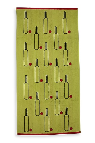 Light Green Cotton Jacquard Towel by Bonheur