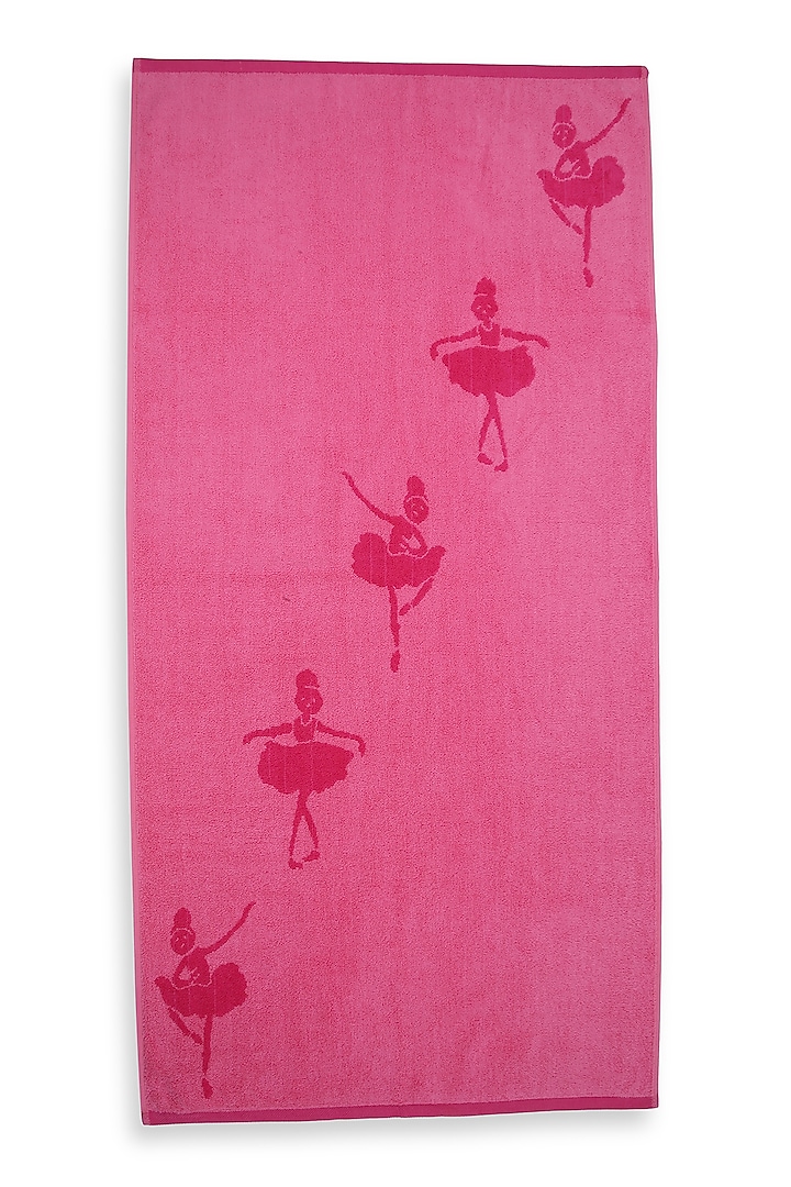 Pink Cotton Jacquard Towel by Bonheur