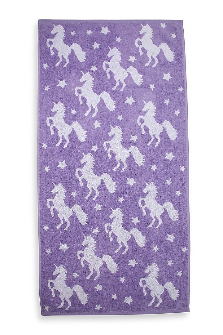 Purple Cotton Jacquard Towel by Bonheur