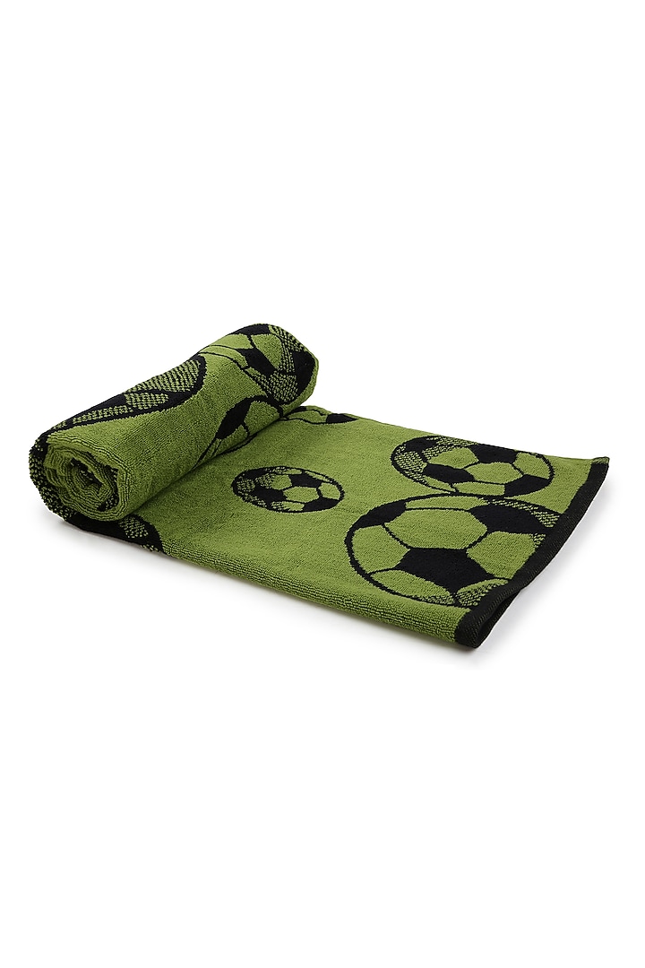 Olive Green Cotton Jacquard Towel by Bonheur at Pernia's Pop Up Shop