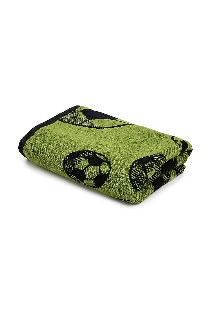 Olive Green Cotton Jacquard Towel by Bonheur at Pernia's Pop Up Shop