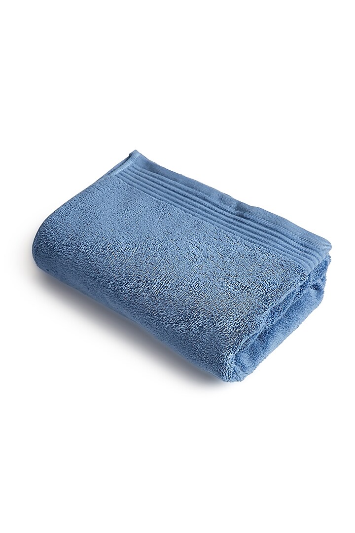 Blue Zero Twist Cotton Towel by Bonheur
