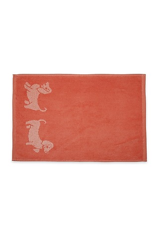 Peach Cotton Yarn Dyed Bath Towel by Bonheur