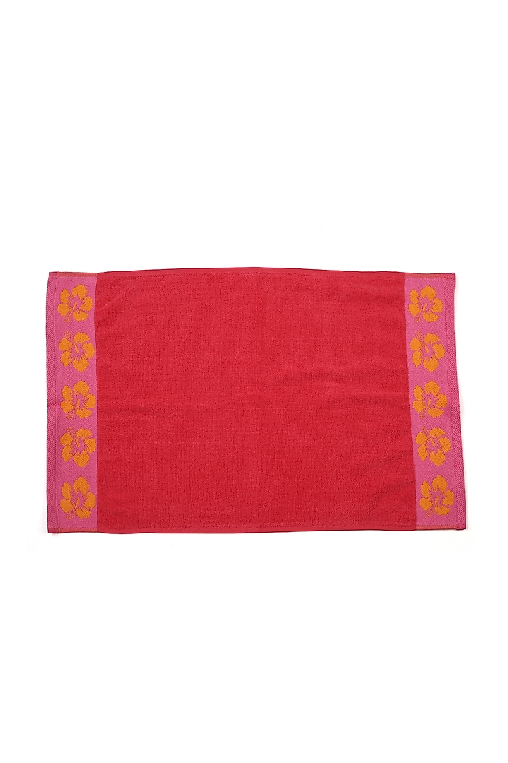 Red Cotton Yarn Dyed Bath Towel by Bonheur