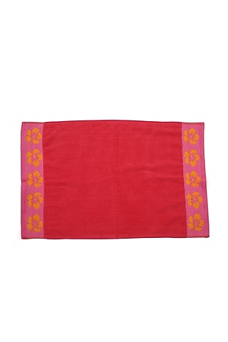 Red Cotton Yarn Dyed Bath Towel by Bonheur