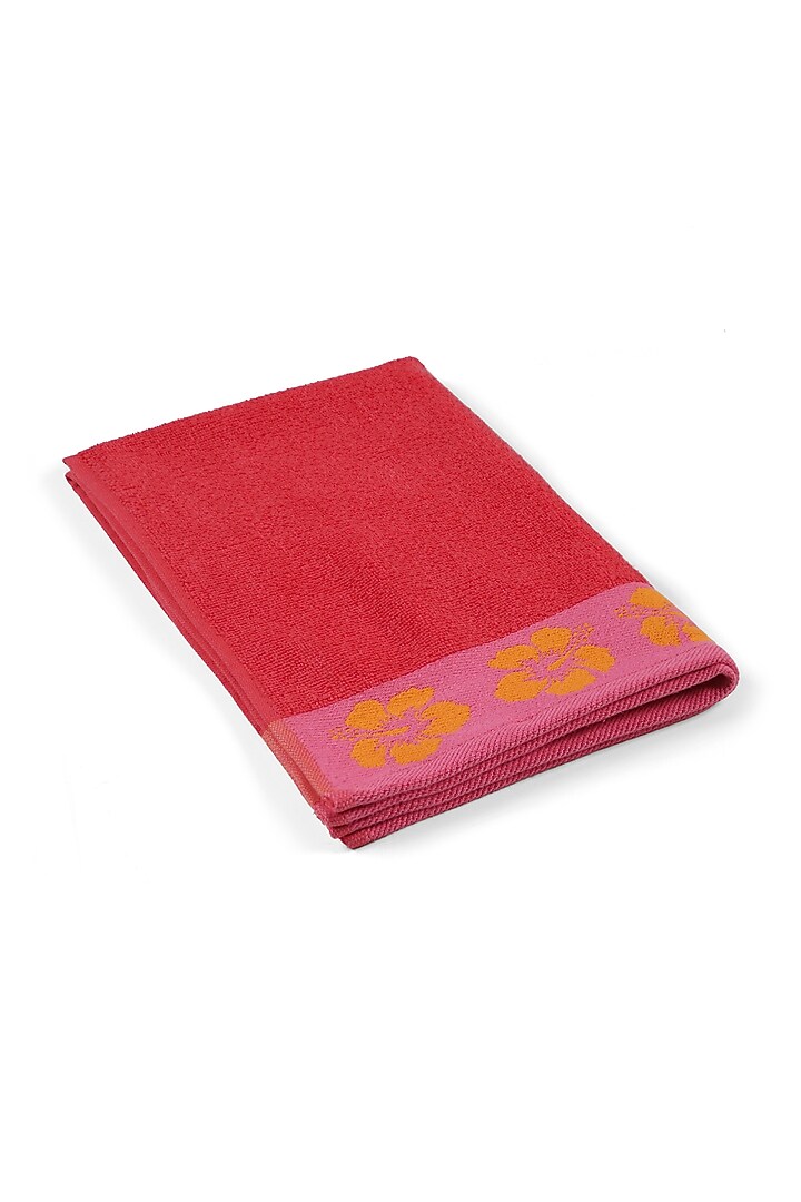 Red Cotton Yarn Dyed Bath Towel by Bonheur at Pernia's Pop Up Shop