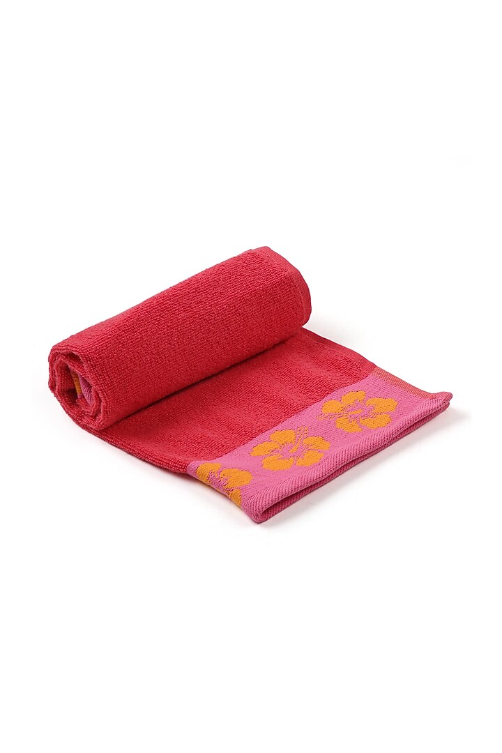 Red Cotton Yarn Dyed Bath Towel by Bonheur at Pernia's Pop Up Shop