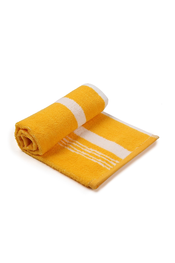 Yellow Cotton Yarn Dyed Bath Towel by Bonheur at Pernia's Pop Up Shop