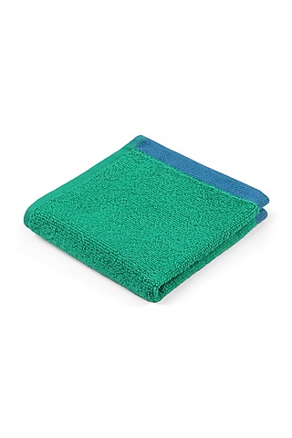 Green Cotton Yarn Dyed Hand Towel by Bonheur