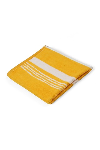 Yellow Cotton Yarn Dyed Hand Towel by Bonheur