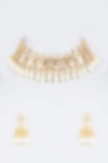 Micro Gold Plated Kundan Polki Necklace Set by Bombay Polki