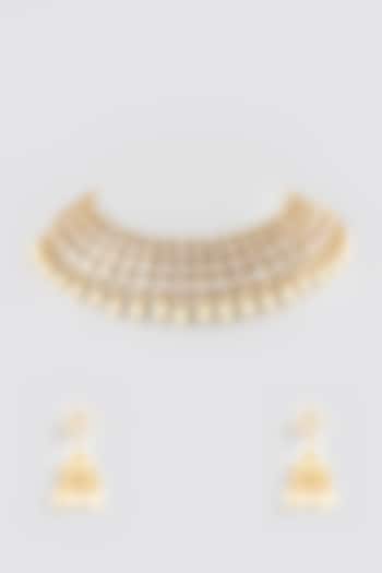 Micro Gold Plated Kundan Polki Necklace Set by Bombay Polki
