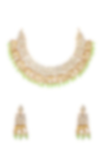 Gold Plated Necklace Set With Kundan Polki by Bombay Polki