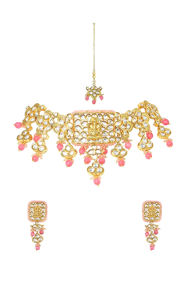 Gold Plated Semi Precious Beads Necklace Set by Bombay Polki