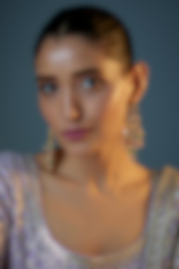 Gold Plated Kundan Polki & Natural Pearl Chandbaali Earrings by Bombay Polki at Pernia's Pop Up Shop