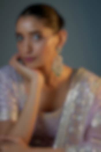 Gold Plated Kundan Polki & Natural Pearl Chandbaali Earrings by Bombay Polki at Pernia's Pop Up Shop