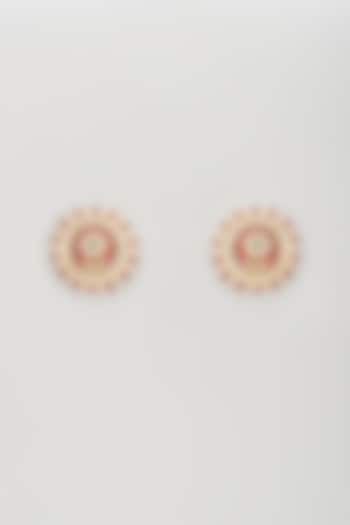 Gold Plated Kundan Polki & Ruby Beaded Stud Earrings by Bombay Polki at Pernia's Pop Up Shop