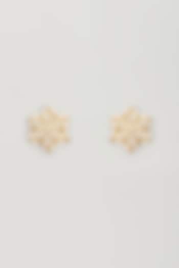 Gold Plated Kundan Polki & Pearl Stud Earrings by Bombay Polki at Pernia's Pop Up Shop