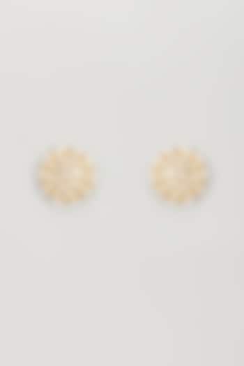 Gold Plated Kundan Polki & Pearl Stud Earrings by Bombay Polki at Pernia's Pop Up Shop