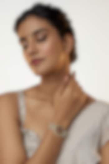 Gold Finish Multi-Colored Stone & Pearl Bracelet by Bombay Polki at Pernia's Pop Up Shop