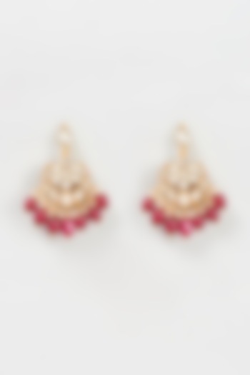 Gold Plated Kundan & Ruby Chandbali Earrings by Bombay Polki at Pernia's Pop Up Shop